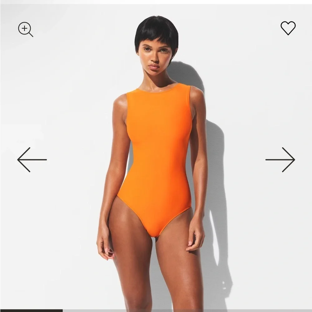 Sw20. Skims signature swim high neck one piece tangerine 🍊 nwt